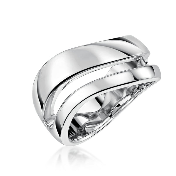 Sterling Silver Solid Polished Double Row Wave Ring JOOLS by Jenny Brown