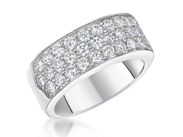 Sterling Silver Band Ring Pave Set Half Band with Cubic Zirconia StonesRings - JOOLS By Jenny Brown