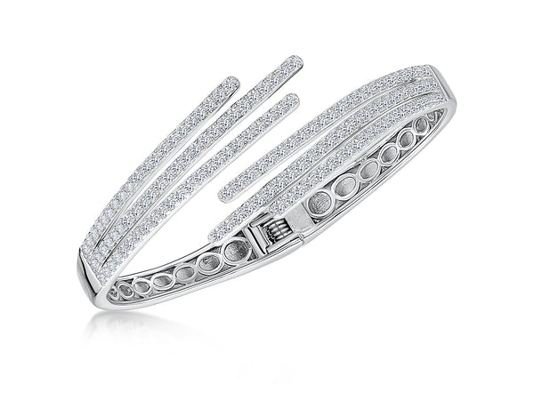 Sterling Silver Hinged Three Finger Bangle - JOOLS By Jenny Brown