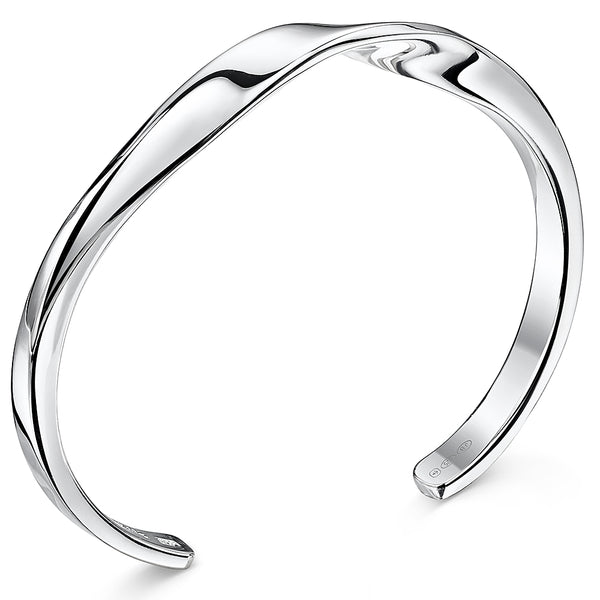 Sterling Silver Plain Twisted Cuff Bangle