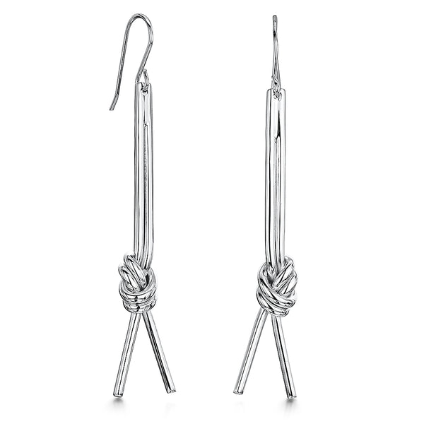 Sterling Silver Double Knot Drop Earrings - JOOLS By Jenny Brown