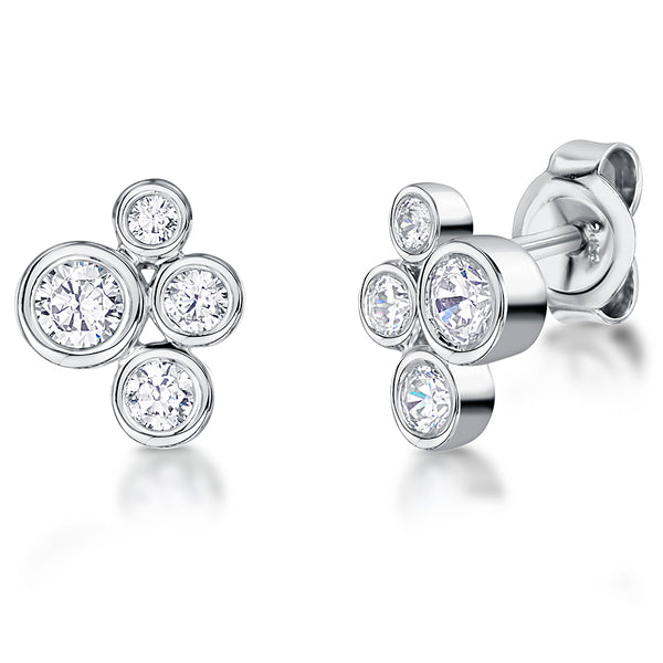Sterling Silver Raindance Earrings With Cubic Zirconia Stones- JOOLS by Jenny Brown
