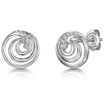Load image into Gallery viewer, Sterling Silver Swirl Stud Earrings Set With Round Brilliant Cut Cubic Zirconia StonesEarrings - JOOLS By Jenny Brown