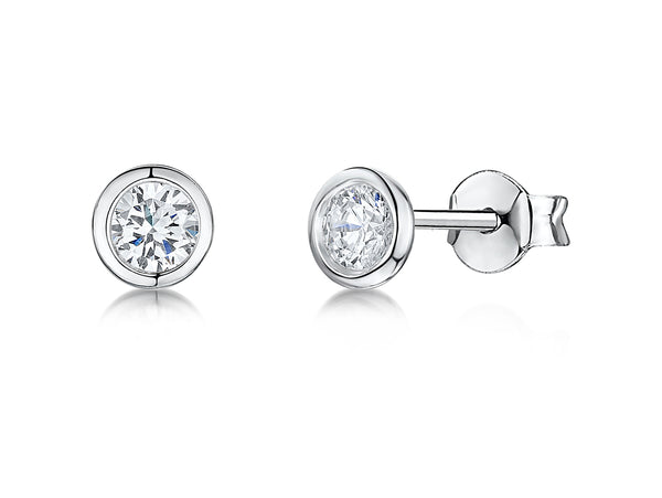 Sterling Silver Rubover Stud With 4mm Cubic Zirconia JOOLS by Jenny Brown