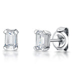 Load image into Gallery viewer, Sterling Silver Stud Earring With Emerald Cut Cubic Zirconia JOOLS by Jenny Brown