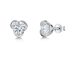 Load image into Gallery viewer, Sterling Silver Flower Stud With 3 Petals And Cubic Zirconia JOOLS by Jenny Brown