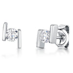 Load image into Gallery viewer, Sterling Silver Offset Bar Earrings-JOOLS by Jenny Brown