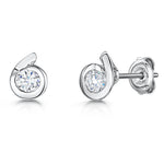Load image into Gallery viewer, Sterling Silver '6' Stud Earrings With Cubic Zirconias JOOLS by Jenny Brown