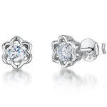 Load image into Gallery viewer, Sterling Silver Cutout Flower Stud Earring With Cubic Zirconias JOOLS by Jenny Brown