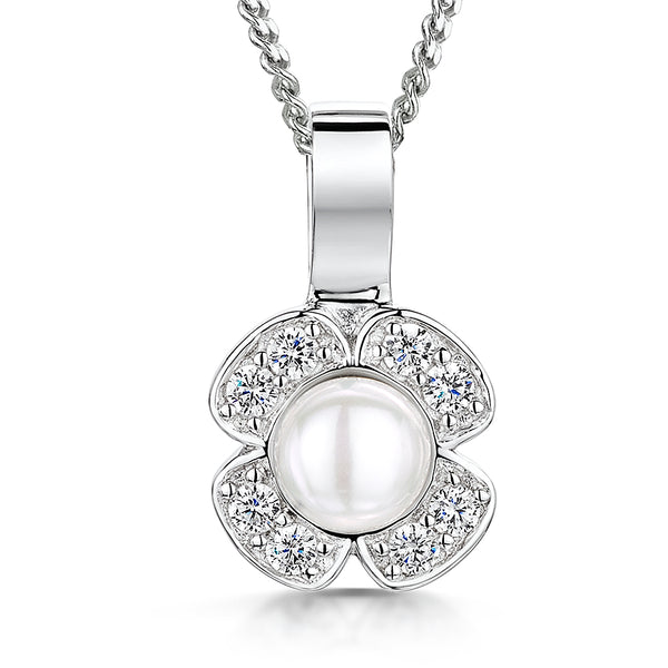 Sterling Silver Freshwater Pearl Flower Pendant - JOOLS By Jenny Brown
