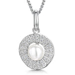 Load image into Gallery viewer, Sterling Silver And Halo Art Deco Pearl Necklace- JOOLS By Jenny Brown