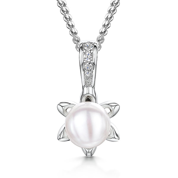 Sterling Silver And Freshwater Pearl Necklace With A Silver Star SurroundNecklace - JOOLS By Jenny Brown
