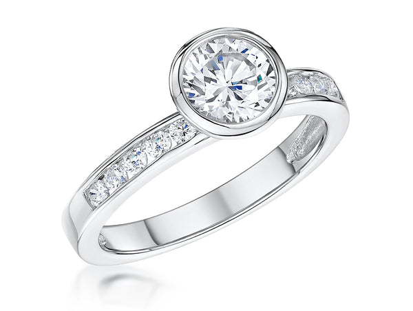 Sterling Silver 1ct Cubic Zirconia Bezel Set Ring -JOOLS by Jenny Brown