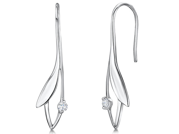 Sterling Silver Leaf Drop Earrings - JOOLS By Jenny Brown