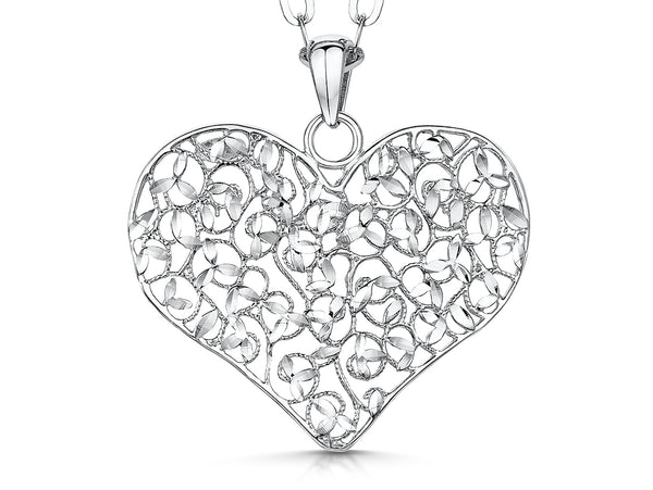 Sterling Silver Mesh Heart Pendant - JOOLS By Jenny Brown