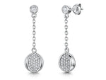 Load image into Gallery viewer, Sterling Silver Pave Set Ball Drop Earrings