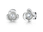 Load image into Gallery viewer, Sterling Silver Flower Stud With Central Cubic Zirconia