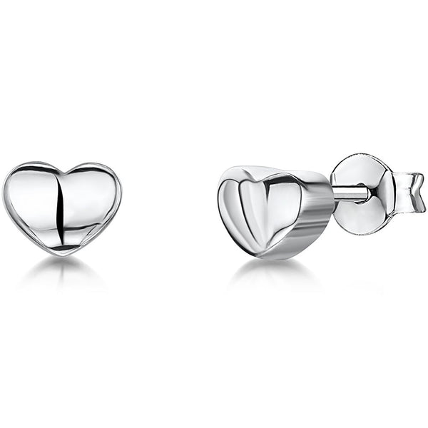 Sterling Silver Chunkly Flat Heart Stud Earrings - JOOLS By Jenny Brown