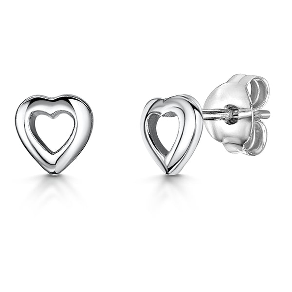 Sterling Silver Small Open Heart Earrings-JOOLS by Jenny Brown