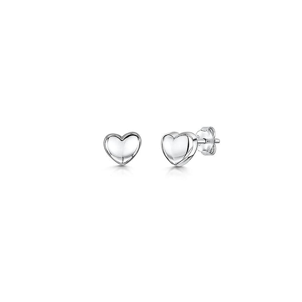 Sterling Silver Plain Bubble Heart Stud Earrings - JOOLS By Jenny Brown