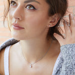 Load image into Gallery viewer, Sterling Silver and Cubic Zirconia Square Pendant and Earring Set - JOOLS By Jenny Brown