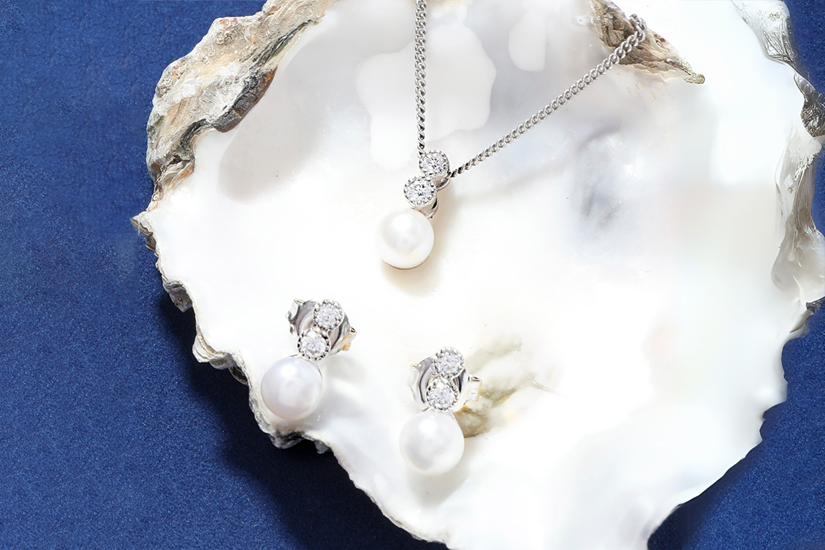 Bridal Jewellery with Freshwater Pearls & Cubic Zirconia