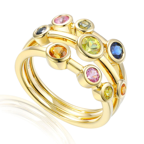 18k Yellow Gold Fancy Coloured Sapphire Bubble Ring