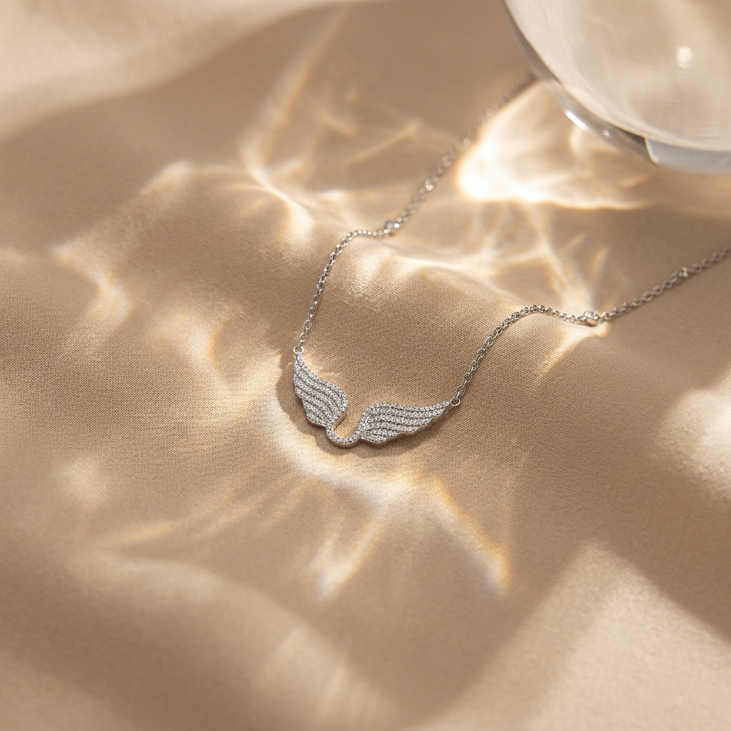 Sterling Silver Wide Angel Wings  Necklace - JOOLS By Jenny Brown