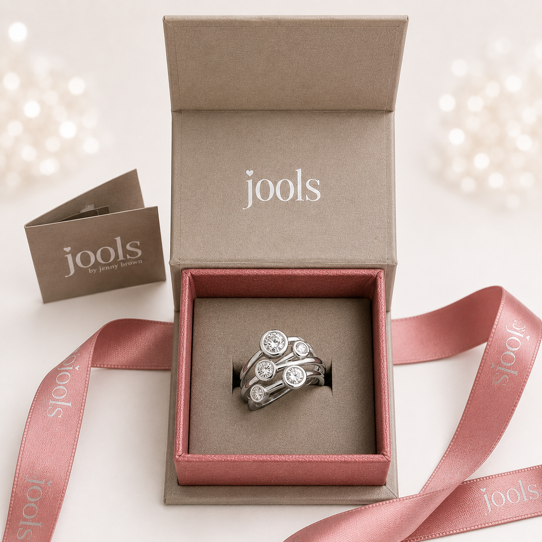 925 Sterling Silver 5 Stone Bubble Bezel Ring | Premium Cubic Zirconia - JOOLS By Jenny Brown