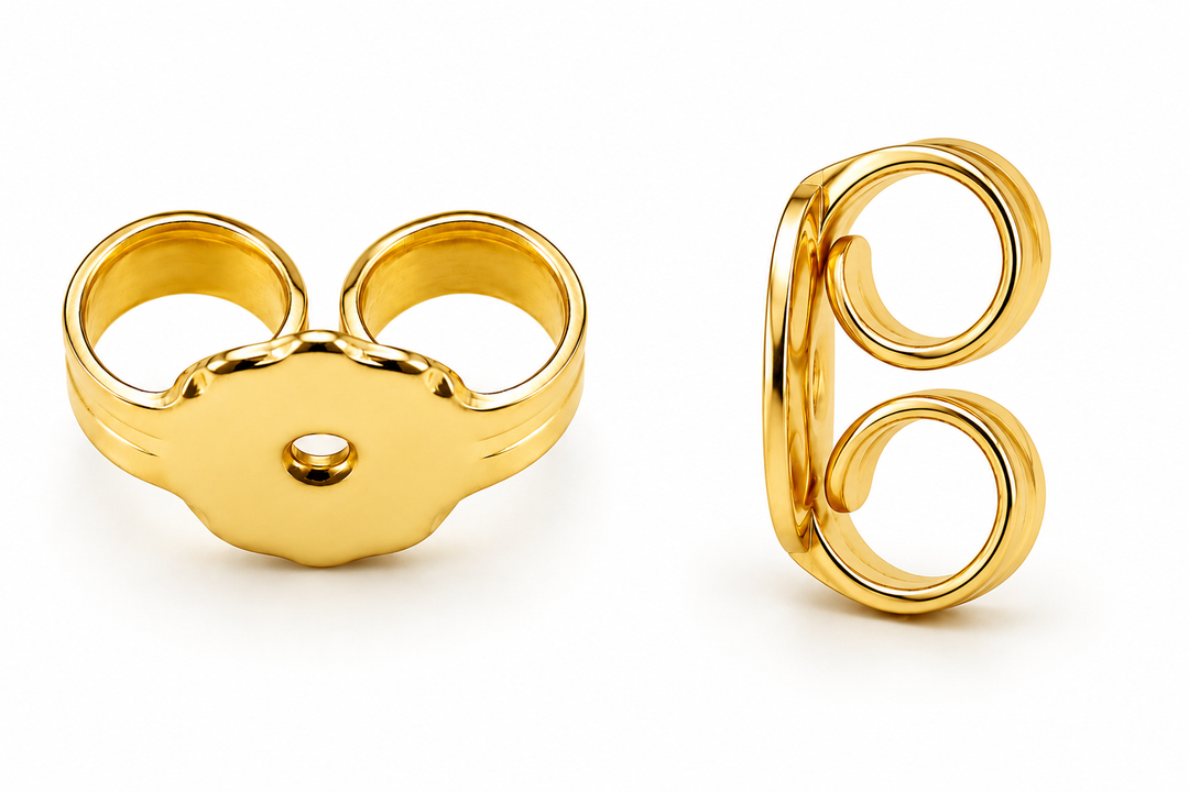 Yellow Gold Earring Back Scrolls
