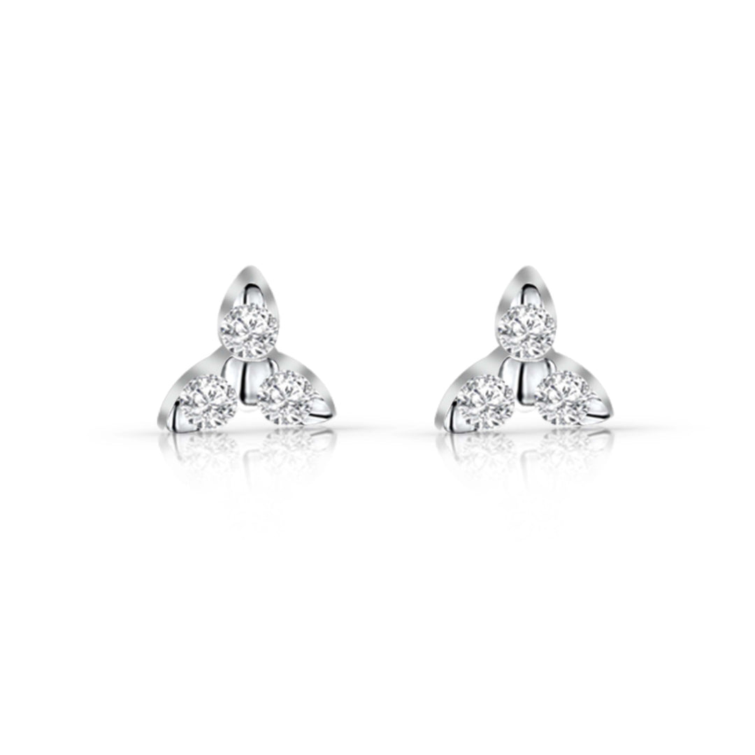 3 Point Cubic Zirconia Stud Earrings