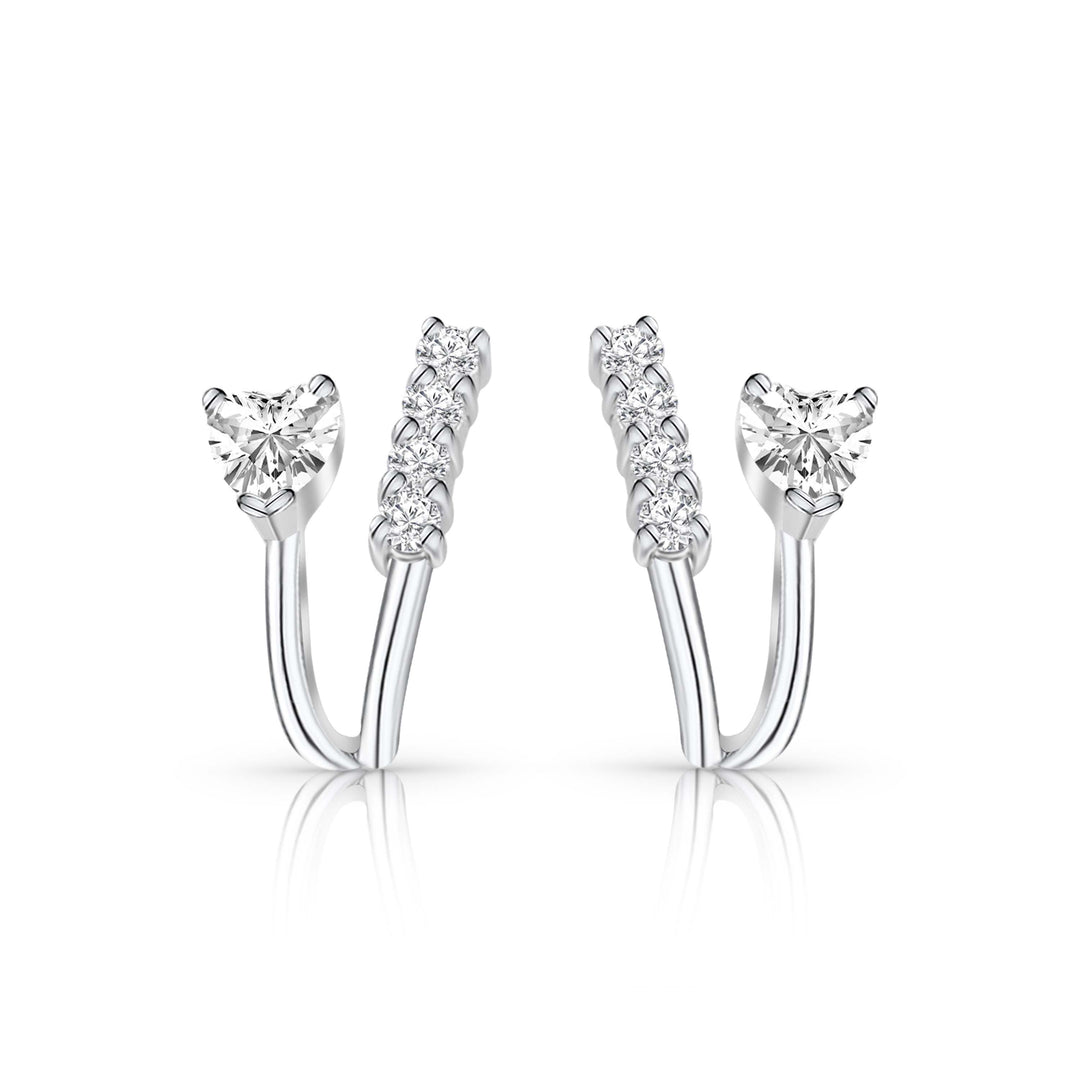 Silver Split Heart CZ Huggies