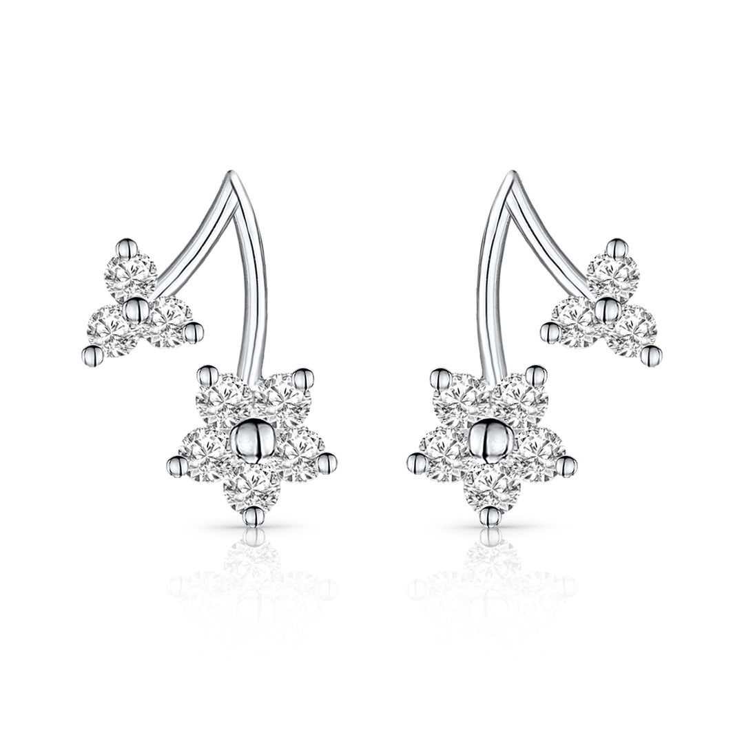 Sterling Silver Double Flower Stud Earring
