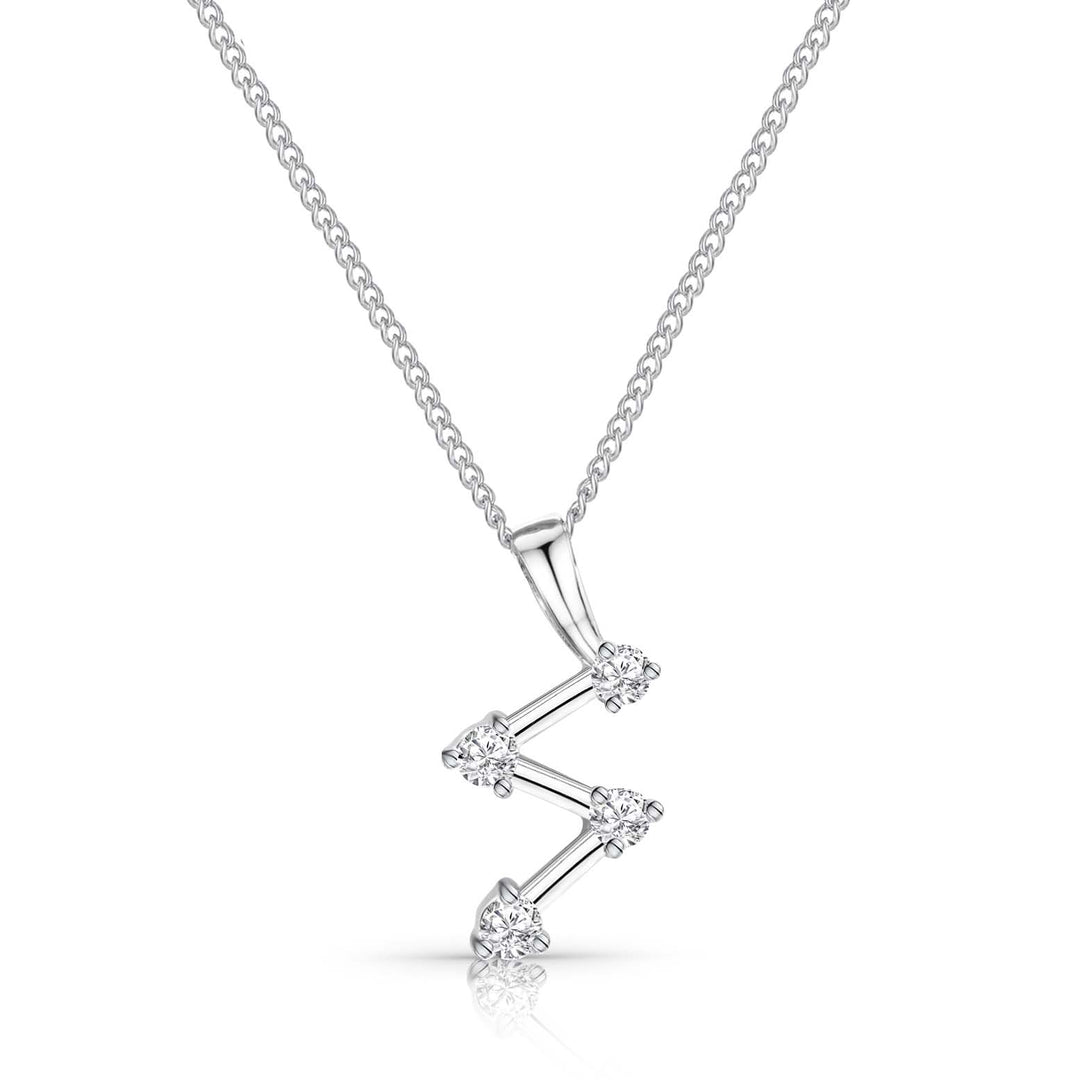 Silver Zig Zag Pendant With Cubic Zirconias
