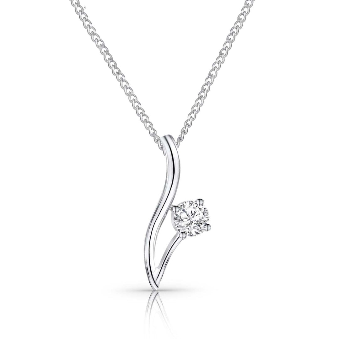 Silver necklace with a single cubic zironia stone- JOOLS by Jenny Brown