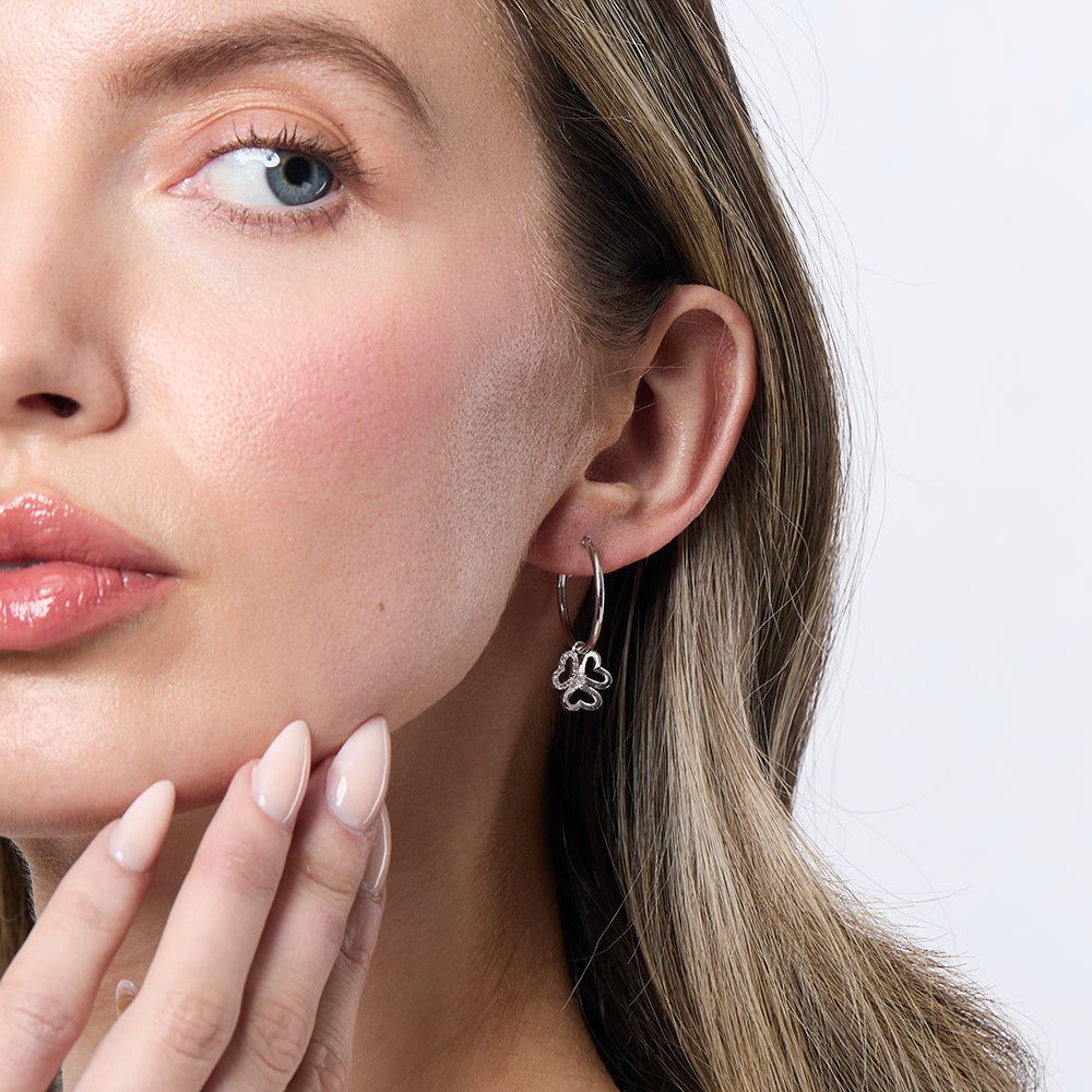 Sterling Silver Clover Hoop Earrings