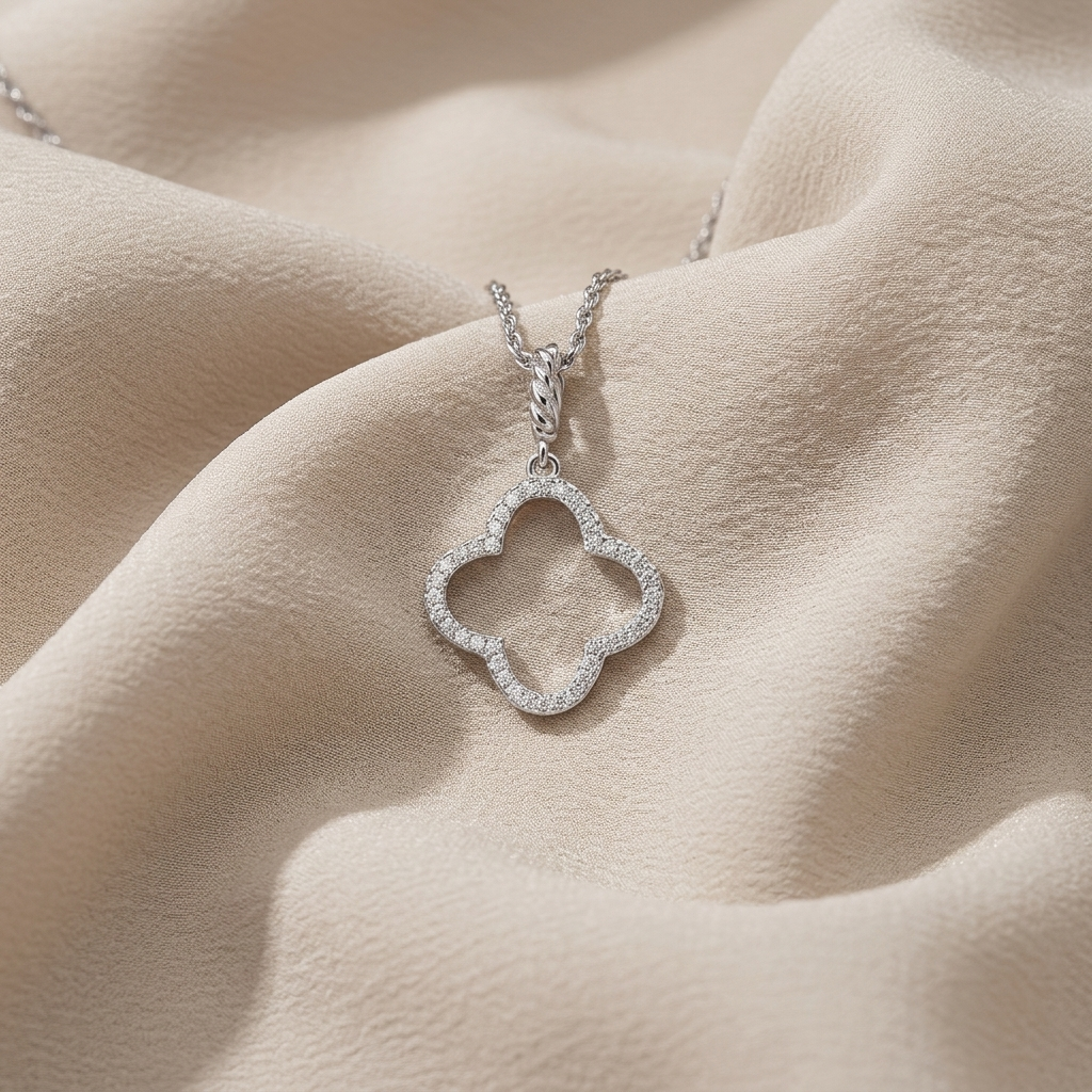 Sterling Silver Cubic Zirconia Clover Pendant - JOOLS By Jenny Brown