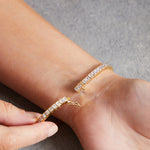 Load image into Gallery viewer, Yellow Gold Cubic Zirconia Princess Cut Tennis Bracelet -JOOLS by Jenny Brown
