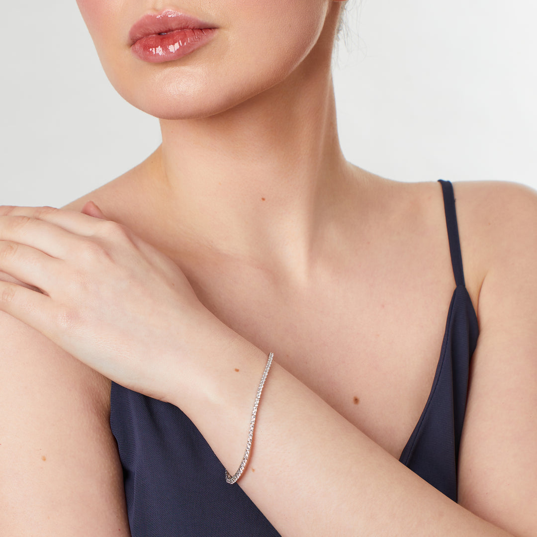 Sterling Silver Cubic Zirconia Tennis Line Bracelet With 2mm Stones