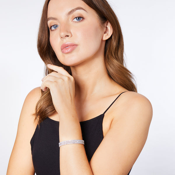 Sterling Silver Triple Row 30 ct Cubic Zirconia Tennis Bracelet-JOOLS by Jenny Brown