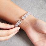 Load image into Gallery viewer, Sterling Silver Triple Row  Cubic Zirconia Tennis Bracelet-JOOLS by Jenny Brown
