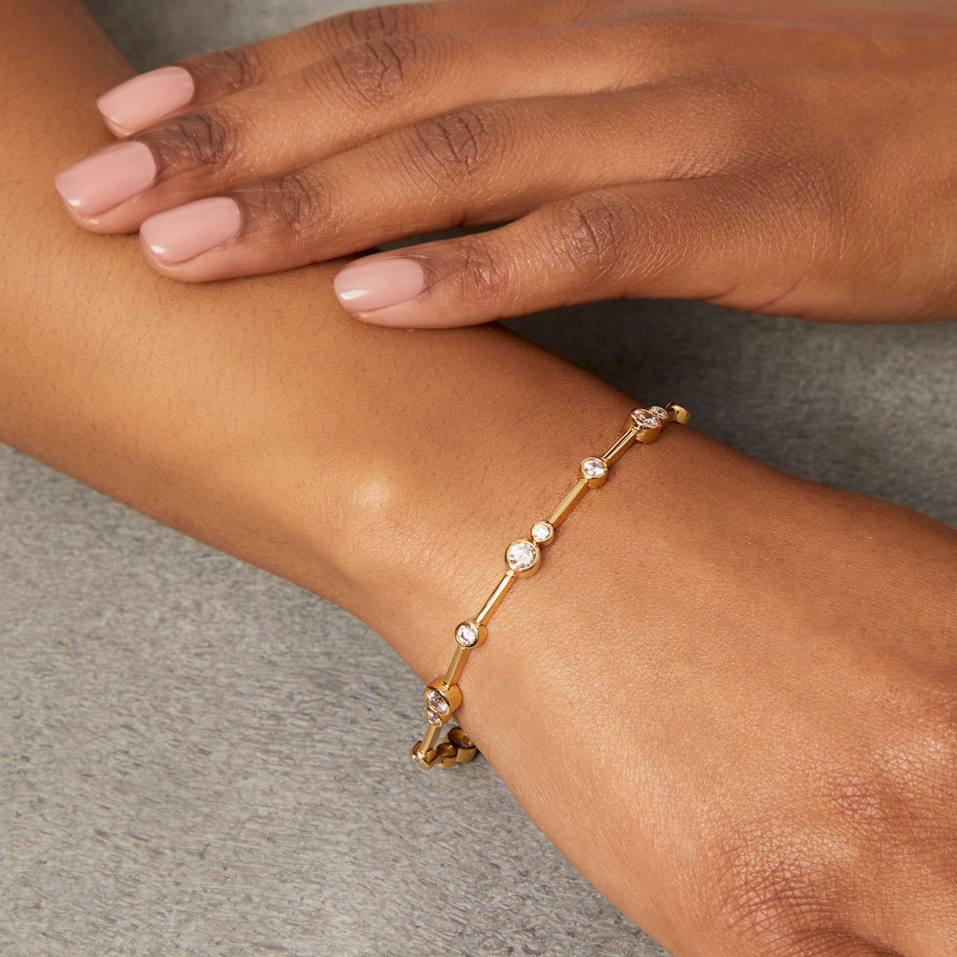 Yellow Gold Scattered Stones Bubble Bracelet-JOOLS by Jenny Brown