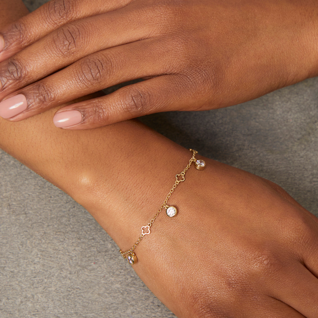 Yellow Gold Clover Charm Bracelet