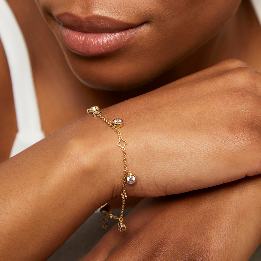 Yellow Gold Clover Charm Bracelet
