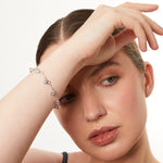 Load image into Gallery viewer, Sterling Silver Nine Stone Clover Charm Bracelet
