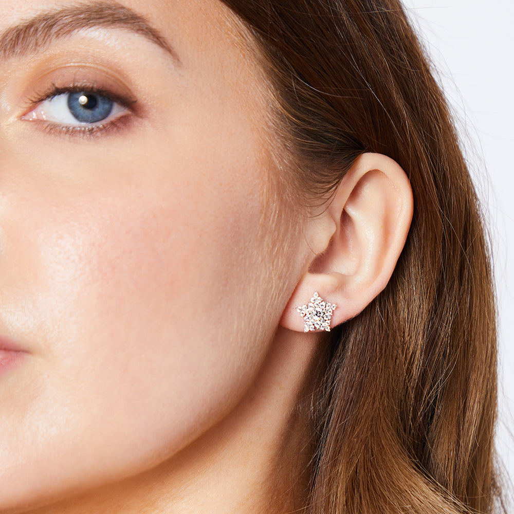 Sterling Silver Star Studs Set With A White Zirconia Surround - JOOLS By Jenny Brown