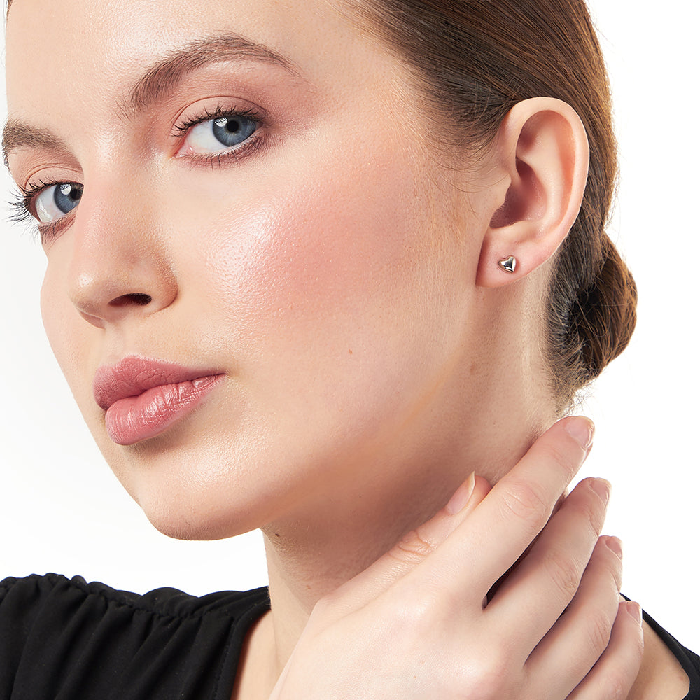 Sterling Silver Bubbly Heart Stud Earrings- JOOLS By Jenny Brown