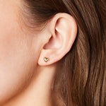 Load image into Gallery viewer, Yellow Gold Offset Polished Heart Earrings-JOOLS by Jenny Brown
