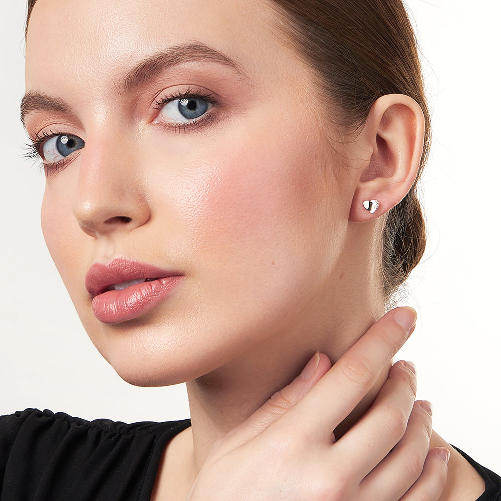 Sterling Silver Offset Heart Stud Earrings -JOOLS by Jenny Brown
