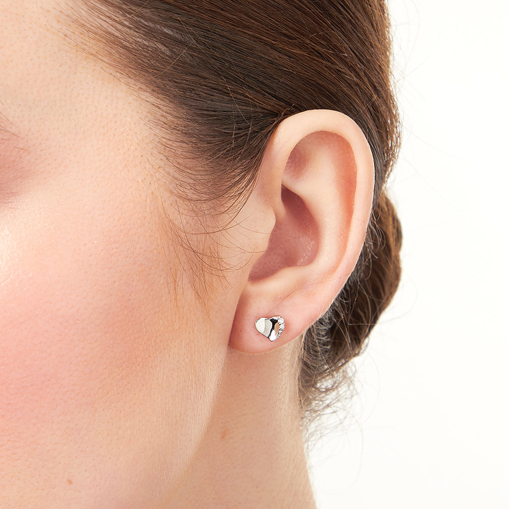 Sterling Silver Offset Heart Stud Earrings -JOOLS by Jenny Brown